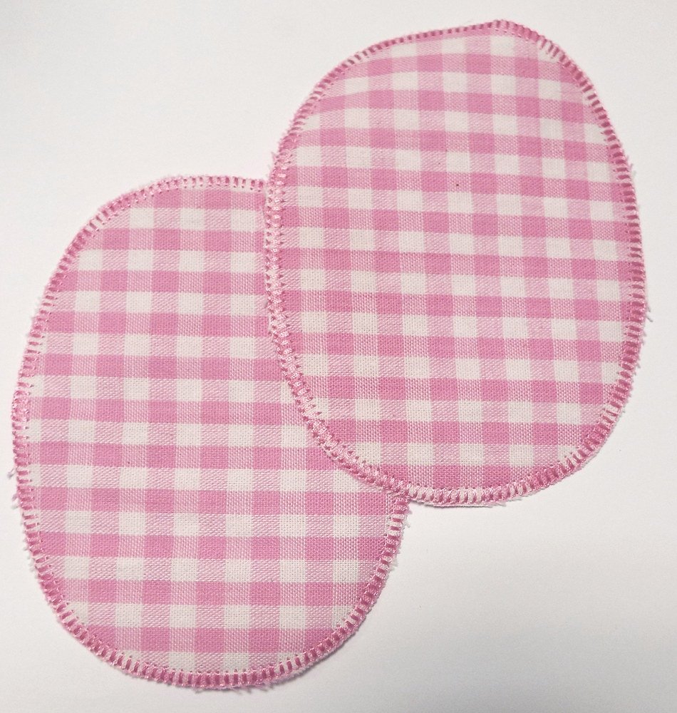 1 Paar Patches/Bügelflicken Karo rosa 11,5 x 9 cm