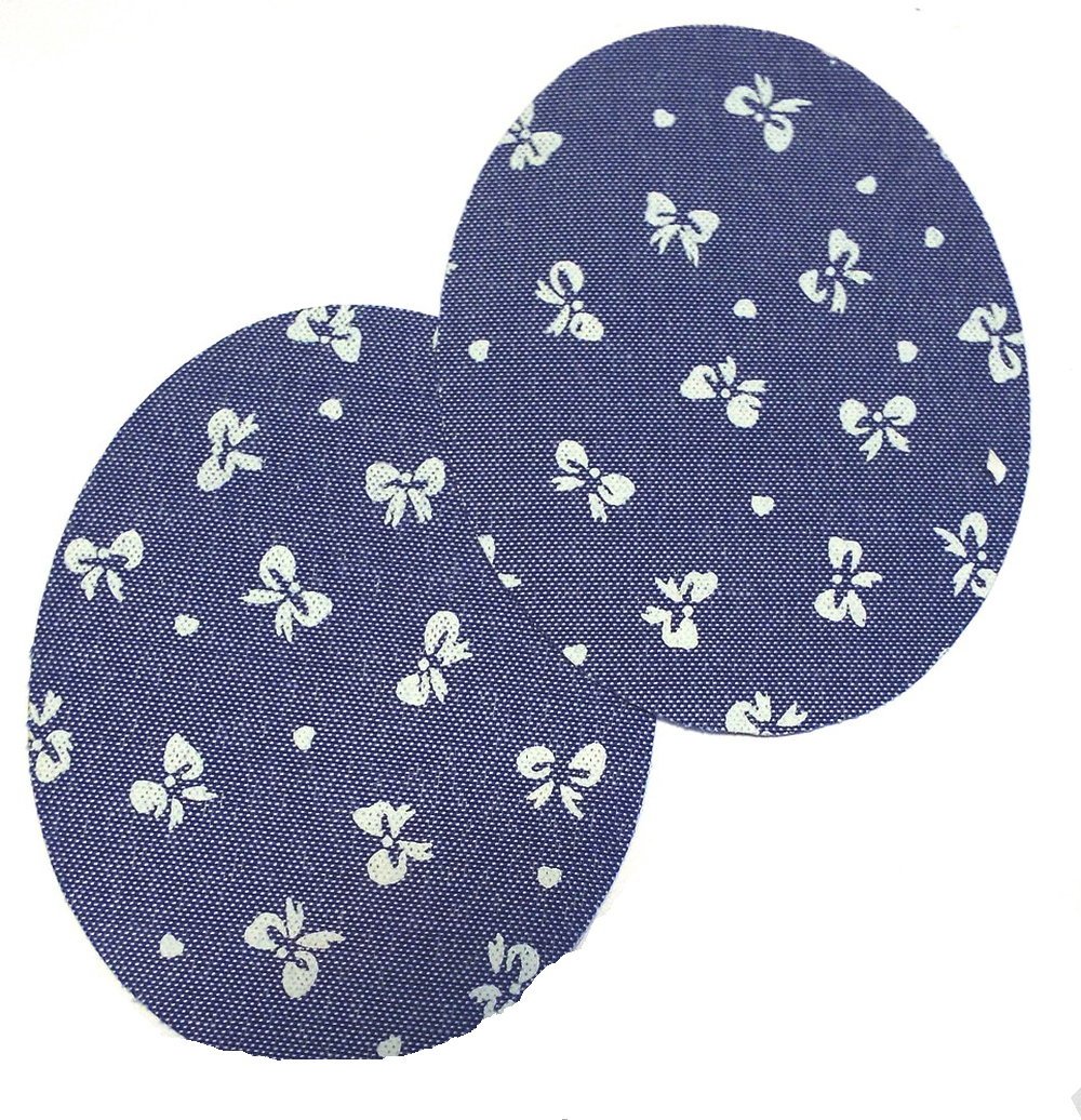 1 Paar Patches/Bügelflicken Jeans 85 x 65 mm (Schleifen)